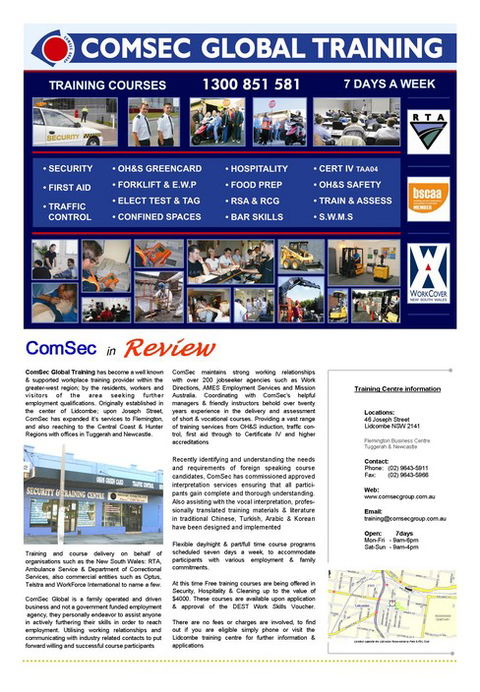Comsec  Sydney Training - Education QLD 6